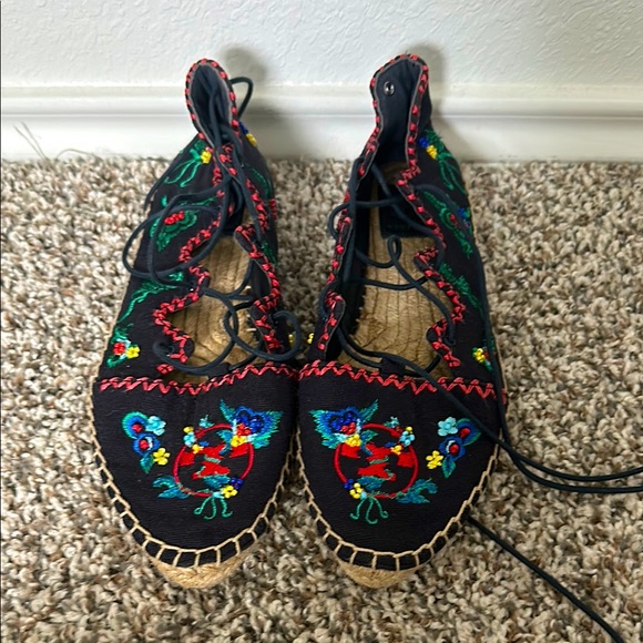 Shoes - Tory Burch Embroidered Lace-Up Women's Espadrilles